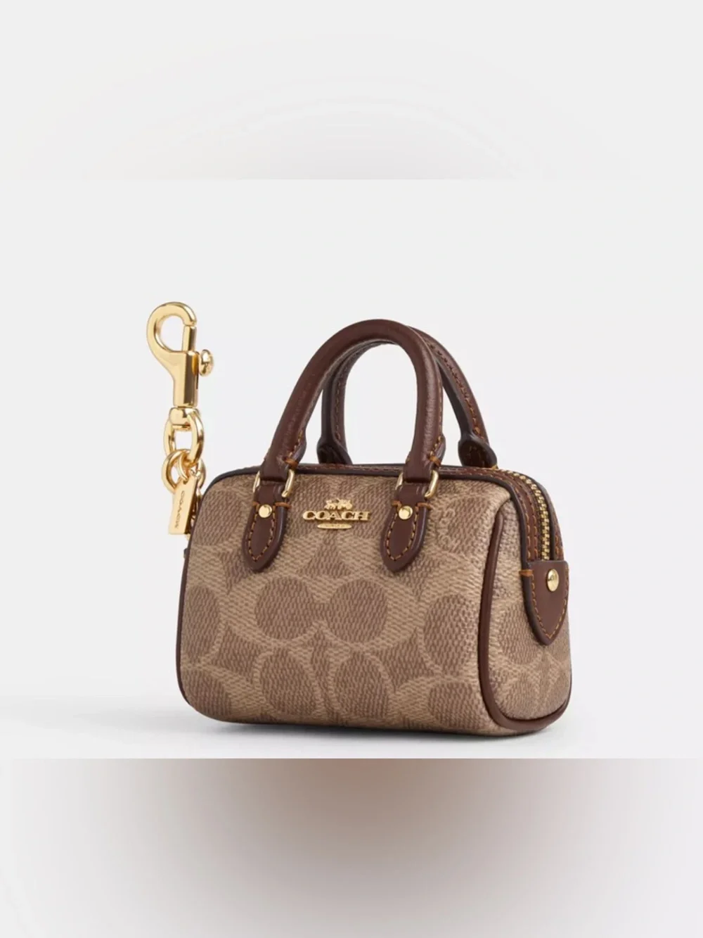 NWT🌞Coach Mini Rowan Bag Charm In Signature Canvas Key Chain Coin Purse CX068 - Picture 4 of 4